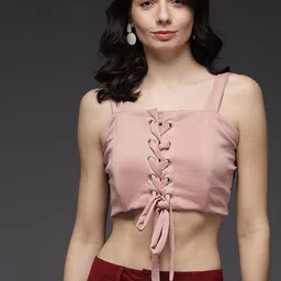 VANGULL Women Shoulder Straps Tie Ups Crop Top-image-69