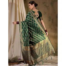 HERE&NOW Woven Design Zari Silk Blend Designer Banarasi Saree image 2