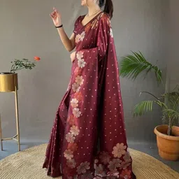 Lookmark Woven Design Zari Banarasi Saree With Blouse Piece image 2