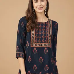 R.Code by The Roadster Life Co. Women Round Neck Floral Print Ethnic Top-image-33