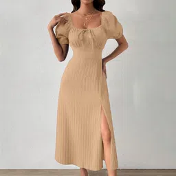 Sugathari Puff Sleeve A-Line Midi Dress-picture-24