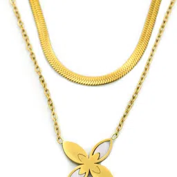 ARTKLIM Stainless Steel Gold-Plated Floral Shaped Pendants With Chains image 4