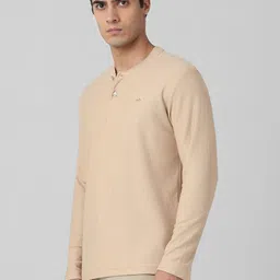 Mufti Men Self Design Henley Neck Cotton Slim Fit T-shirt image 3