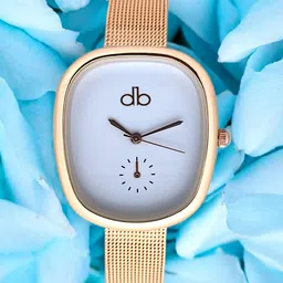 DressBerry Women Brass Dial & Stainless Steel Bracelet Style Straps Analogue Watch MP-DBI-007A-RG image 1