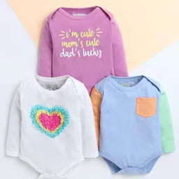 Polka Tots Kids Pack Of 3 Cotton Knit Full Sleeves Printed Bodysuit-picture-49