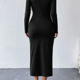 Outzidr Women Solid Bodycon Maxi Dress image 3