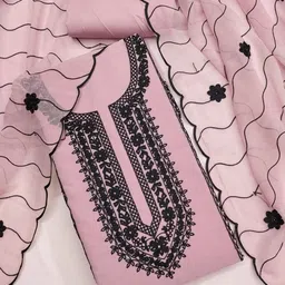 LeeliPeeri Designer Embroidered Thread Work Unstitched Dress Material image 2