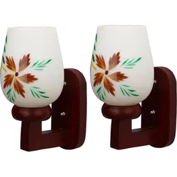 1ST TIME Multicoloured & Brown Printed Wood Traditional Wall Lamp image 5