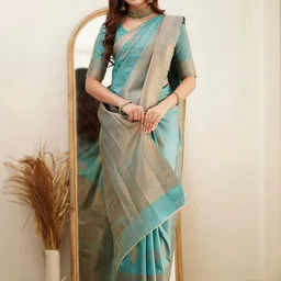 RAJMUDRAFASHION Women Ethnic Motifs Woven Design Zari Saree-picture-13