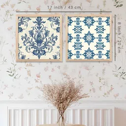 Kotart Brown & Blue 2 Piece 2 Pieces Traditional Floral Wood Wall Art image 5