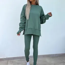 Mast & Harbour Round Neck Sweatshirt With Tights Co-Ords image 5