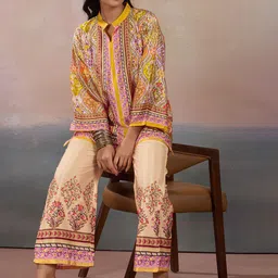 LABEL AARNA Golden Heritage Women Silk Crepe With Digital Print Co-ord Set image 2