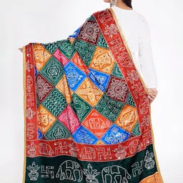 Rani Saahiba Bandhani Printed Mirror Work Taping Border Dupatta image 3