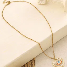 SALTY Stainless Steel Stone-Studded Heart Shaped Evil Eye Pendants With Chains-picture-18