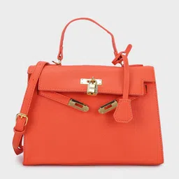 MINI WESST PU Structured Handheld Bag with Cut Work image 2