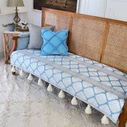 THROWPILLOW Blue & Grey Printed Polyester 1 Piece Sofa Cover-image-45