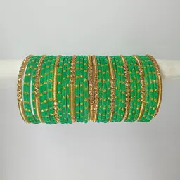 Instyle Forever Set Of 34 Green Glass Artificial Stones & Beads Bangle-picture-15