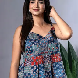 BAESD Print Cotton Peplum Top image 2