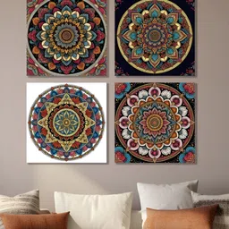 nestroots Black & Yellow 4 Pieces Printed Canvas Wall Art-image-27