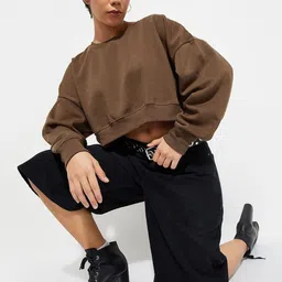 max Women Round Neck Pullover Crop Sweatshirt-picture-35