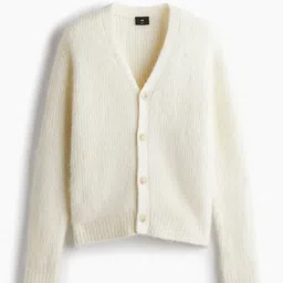 H&M Men Solid Loose Fit Alpaca-Blend V Neck Full Sleeves Cardigan Sweaters-picture-19