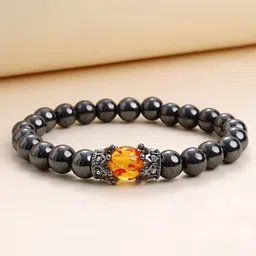 The Roadster Lifestyle Co Men Black Silver Plated Artificial Beads Beaded Bracelet-image-98