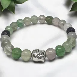 gems guru Buddha Fluorite Stone Bracelet for Peace & Healing | Spiritual Energy Bracelet image 2