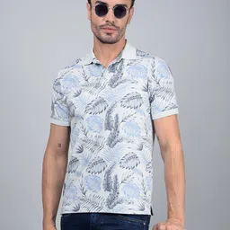Crimsoune Club Slim Fit Floral Printed Polo Collar Cotton T-shirt-picture-38