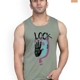 SLOWLORIS Men Pack Of 2 Printed Bio-Wash Combed Cotton Gym Vests-picture-32