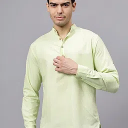 Jatin Creationss Mandarin Collar Thread Work Straight Cotton Kurta-image-14