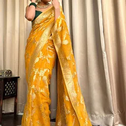 KALINI Woven Design Zari Silk Blend Banarasi Saree image 2