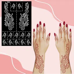 VOORKOMS Mehndi Stencil Sticker Designs With Detailed Floral & Leaf image 2