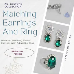 Anouk Rhodium Plated Silver Red Color Crystal AD Gemstone-Studded Jewelry Set image 3