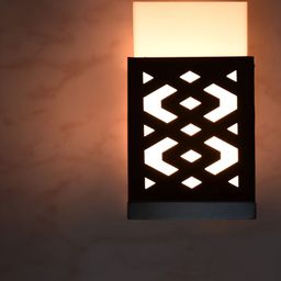 Gojeeva Black & White Textured Contemporary Wooden Rectangle Shaped Wall Lamp-picture-16