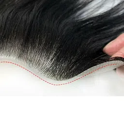 VIEWS Men Tape-In Straight Scalp Topper Hair Extension Black- 6 Inches image 3