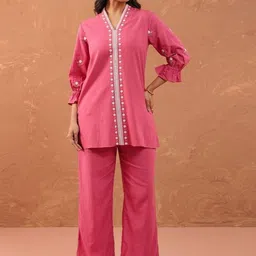 MISRI Embroidered V-Neck Tunic With Trousers-picture-32