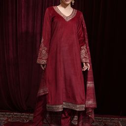 Vishudh Women Ethnic Motifs Embroidered Regular Kurta with Trousers & With Dupatta-picture-40