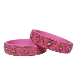 TAJ BRIDAL STORE Set Of 2 Rhinestones Studded Lac Bangles image 3