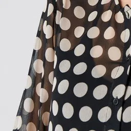 CORSICA Women Polka Dot Print Puff Sleeve Georgette Fit & Flare Dress image 4