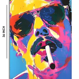 Craftnest creations Yellow & Blue Single Piece Canvas Abstract Wall Paintings image 4