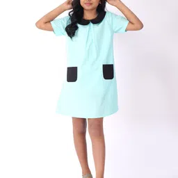 CHARMGAL Girls Colourblocked Peter Pan Collar Cotton A-Line Dress-picture-15
