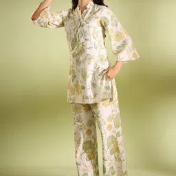 KALINI Printed Mandarin Collar Tunic with Palazzos image 3