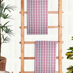 Aura Pink & White 2 Pieces Printed Cotton 210 GSM Bath Towel-image-70