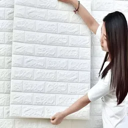 Aura White 3 Pieces Brick Design 3D Wall Stickers-picture-30