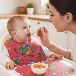 Kuber Industries Kids Pack Of 2 Cartoon Printed Bibs with Food Mat image 2