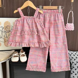 LULU & SKY Girls Checked Top with Palazzos-picture-48