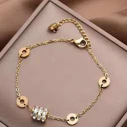 KARISHMA KREATIONS Gold-Plated Stainless Steel CubicZirconia Studded Anti-Tarnish Bracelet-picture-28