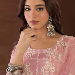 Indo Era Women Ethnic Motifs Embroidered Regular Thread Work Kurta with Trousers & With Dupatta-picture-35