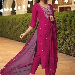 Anni Designer Women Floral Embroidered Kurta with Trousers & Dupatta-picture-29