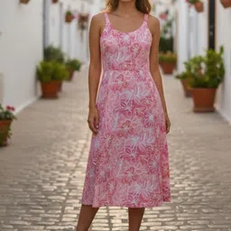 fusion by glitchez Floral Print A-Line Midi Dress image 4